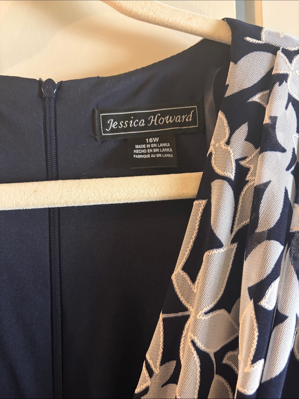 Jessica Howard Navy and White Floral Wrap Midi Dress - Picture 2 of 3